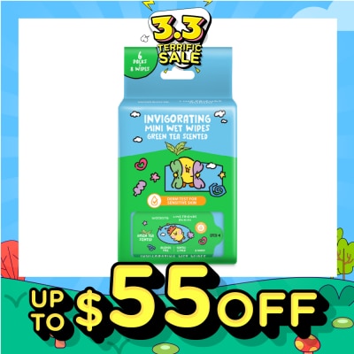 WATSONS Line Friends Minini Invigorating Mini Wet Wipes Green Tea Scented 8 x 6s