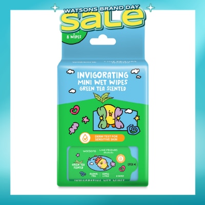 WATSONS - Line Friends Minini Invigorating Mini Wet Wipes Green Tea Scented 8 x 6s