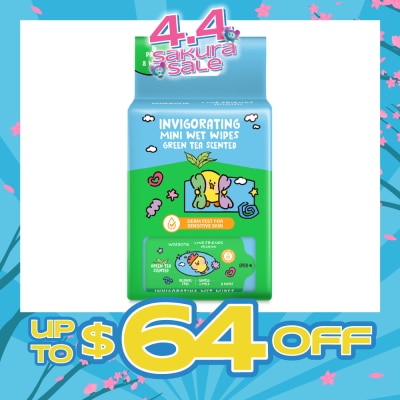 WATSONS - Line Friends Minini Invigorating Mini Wet Wipes Green Tea Scented 8 x 6s