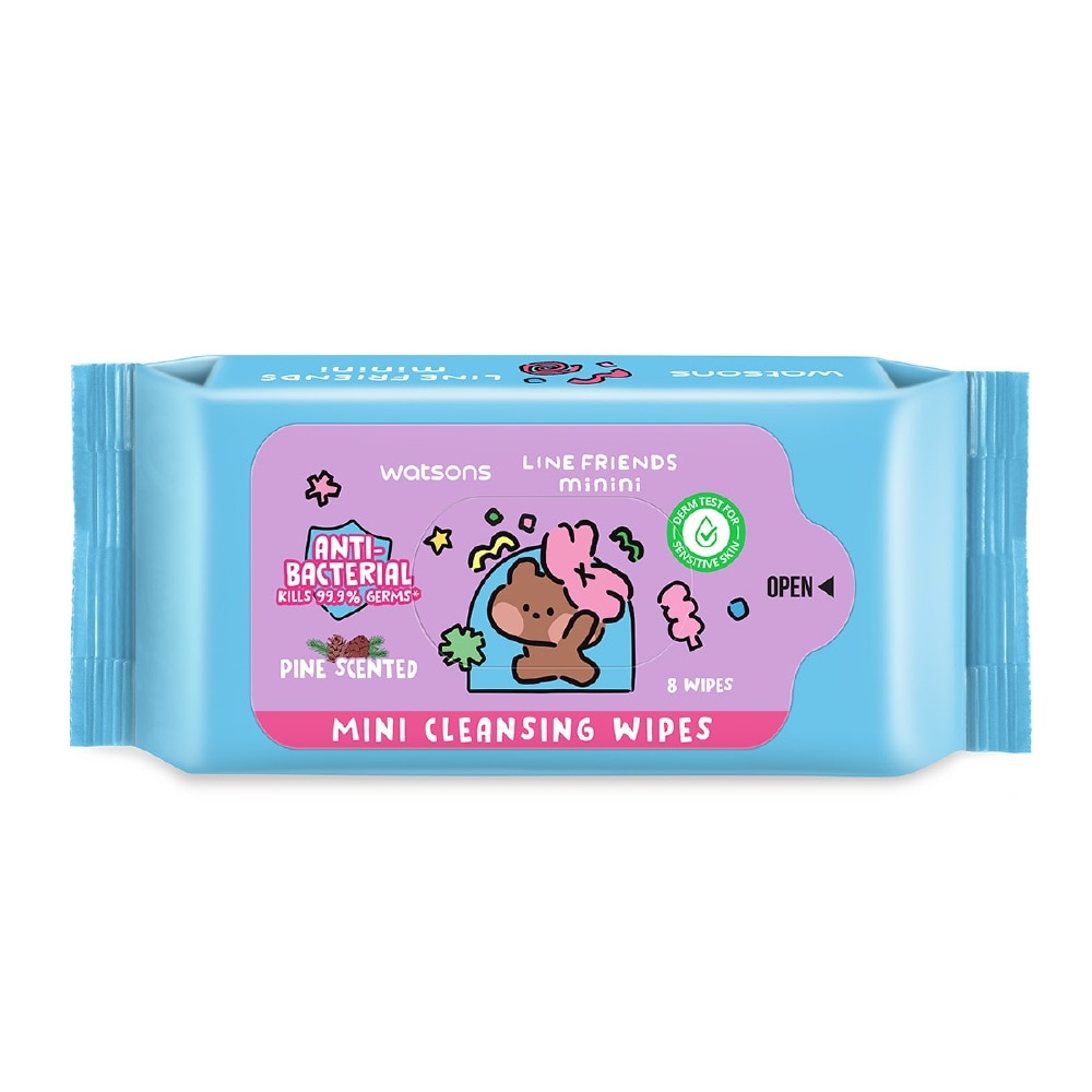 Line Friends Mini Cleansing Wipes Pine Scented 8 x 6s