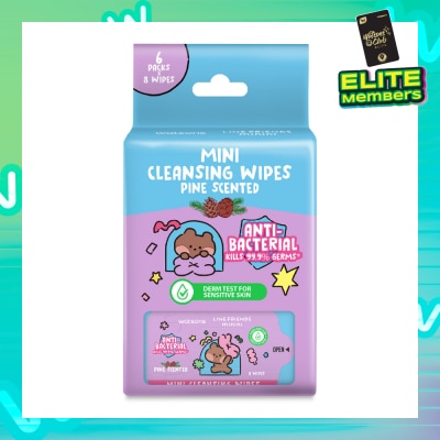 WATSONS Line Friends Mini Cleansing Wipes Pine Scented 8 x 6s