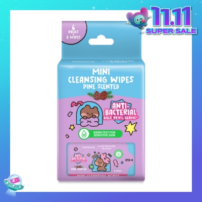 WATSONS Line Friends Mini Cleansing Wipes Pine Scented 8 x 6s
