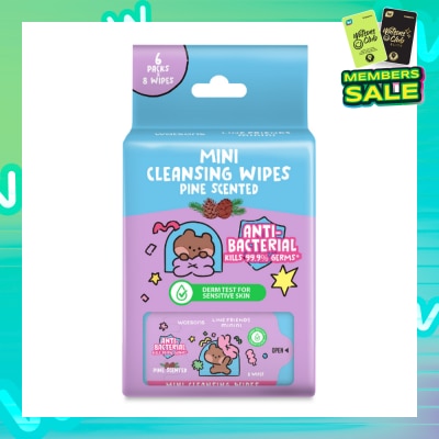 WATSONS Line Friends Mini Cleansing Wipes Pine Scented 8 x 6s