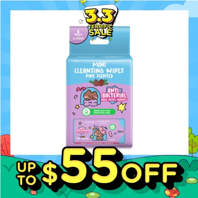 WATSONS Line Friends Mini Cleansing Wipes Pine Scented 8 x 6s