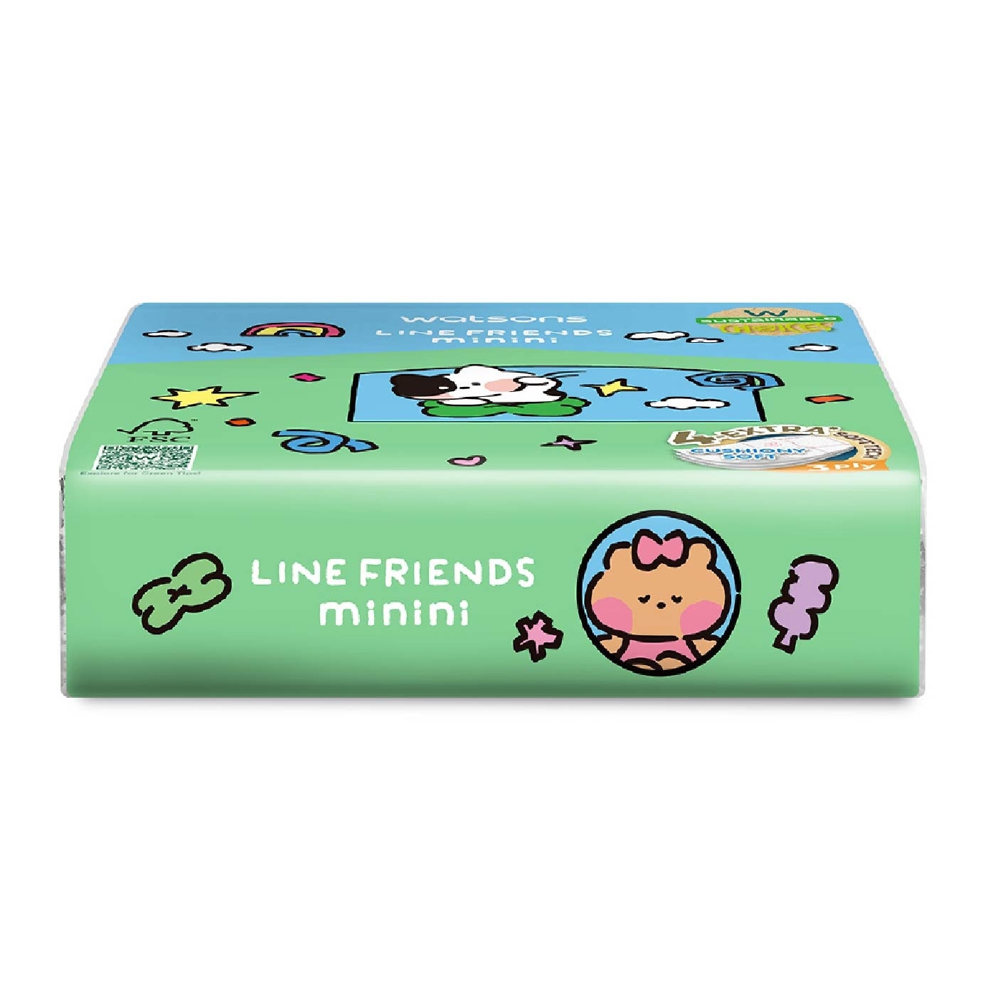 Line Friends Minini 100% Bamboo 3ply Velvet Facial Travel Tissue 40s x 6 x 30 pack (per carton)