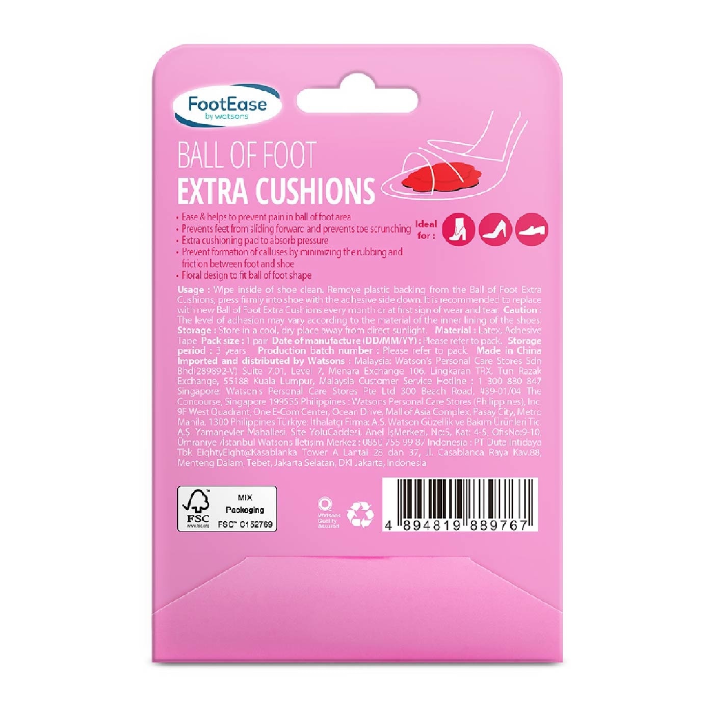 Ball Of Foot Extra Cushions (Ladies Care) 1s