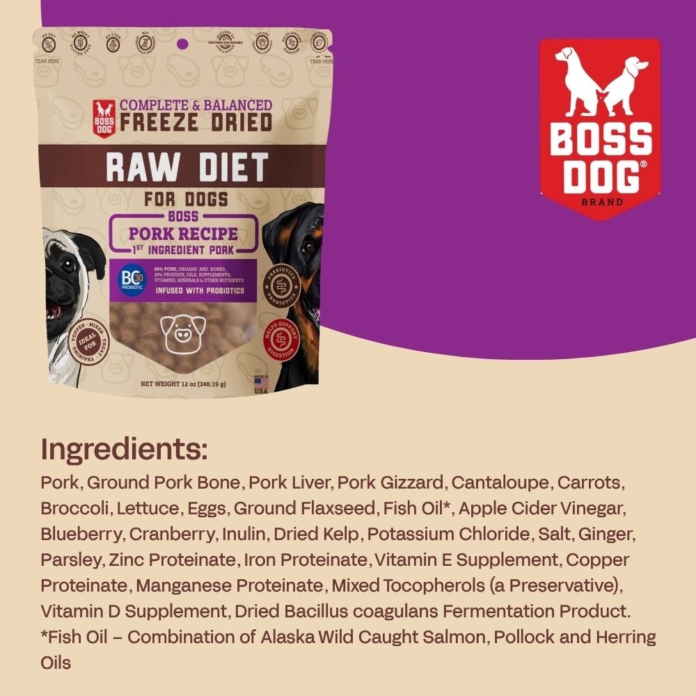 Freeze Dried Pork Recipe Raw Diet 120z