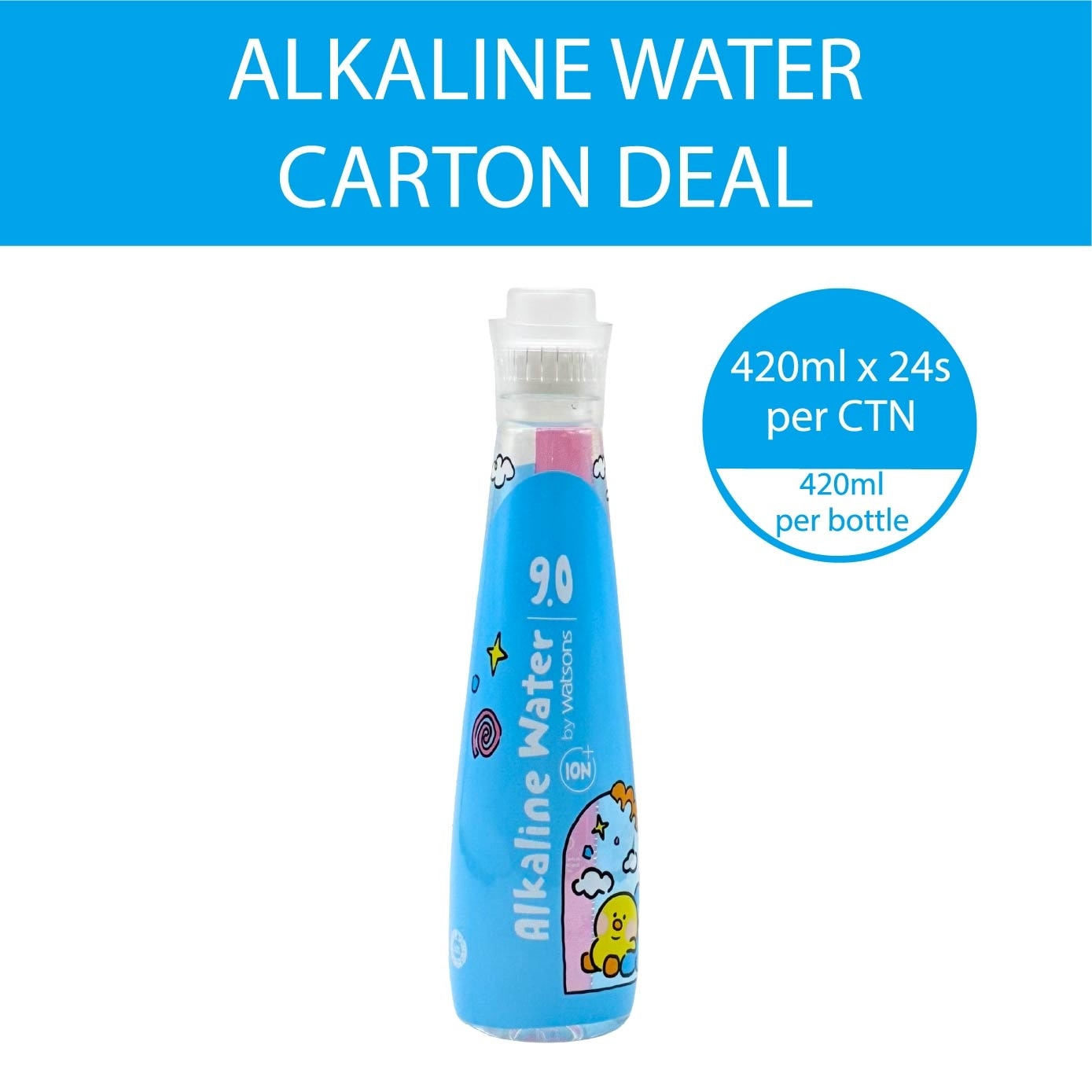Line Friends Minini Alkaline Water 9.0 420ml x 24s (per carton)