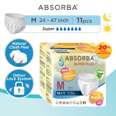 ABSORBA Super Plus Pull Up Pants - M, 10 +1s