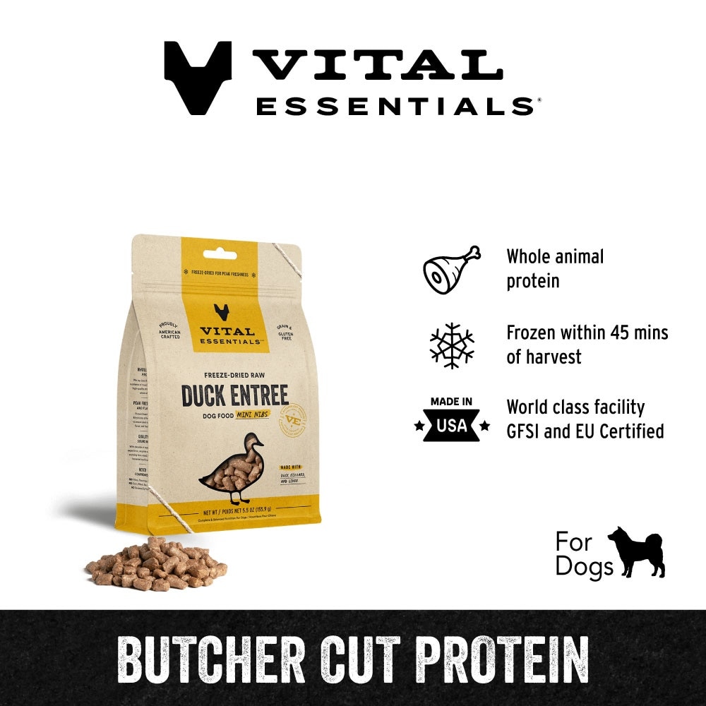 Freeze-Dried Raw Duck Entree Dog Food Mini Nibs 5.5oz