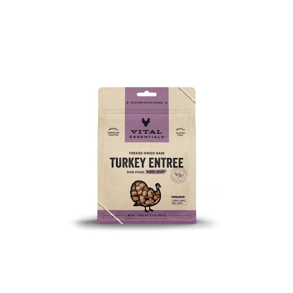 Freeze-Dried Raw Turkey Entree Dog Food Mini Nibs 5.5oz