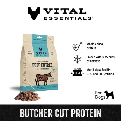 VITAL ESSENTIALS Freeze-Dried Raw Beef Entree Dog Food Mini Nibs 14oz