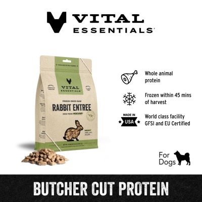 VITAL ESSENTIALS Freeze-Dried Raw Rabbit Entree Dog Food Mini Nibs 14oz