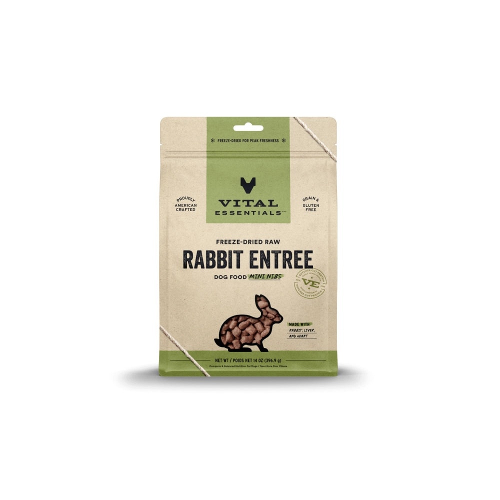 Freeze-Dried Raw Rabbit Entree Dog Food Mini Nibs 14oz
