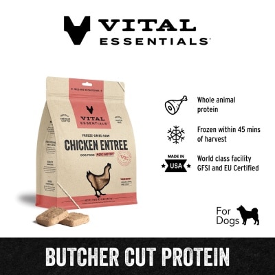 VITAL ESSENTIALS Freeze-Dried Raw Chicken Entree Dog Food Mini Patties 14oz