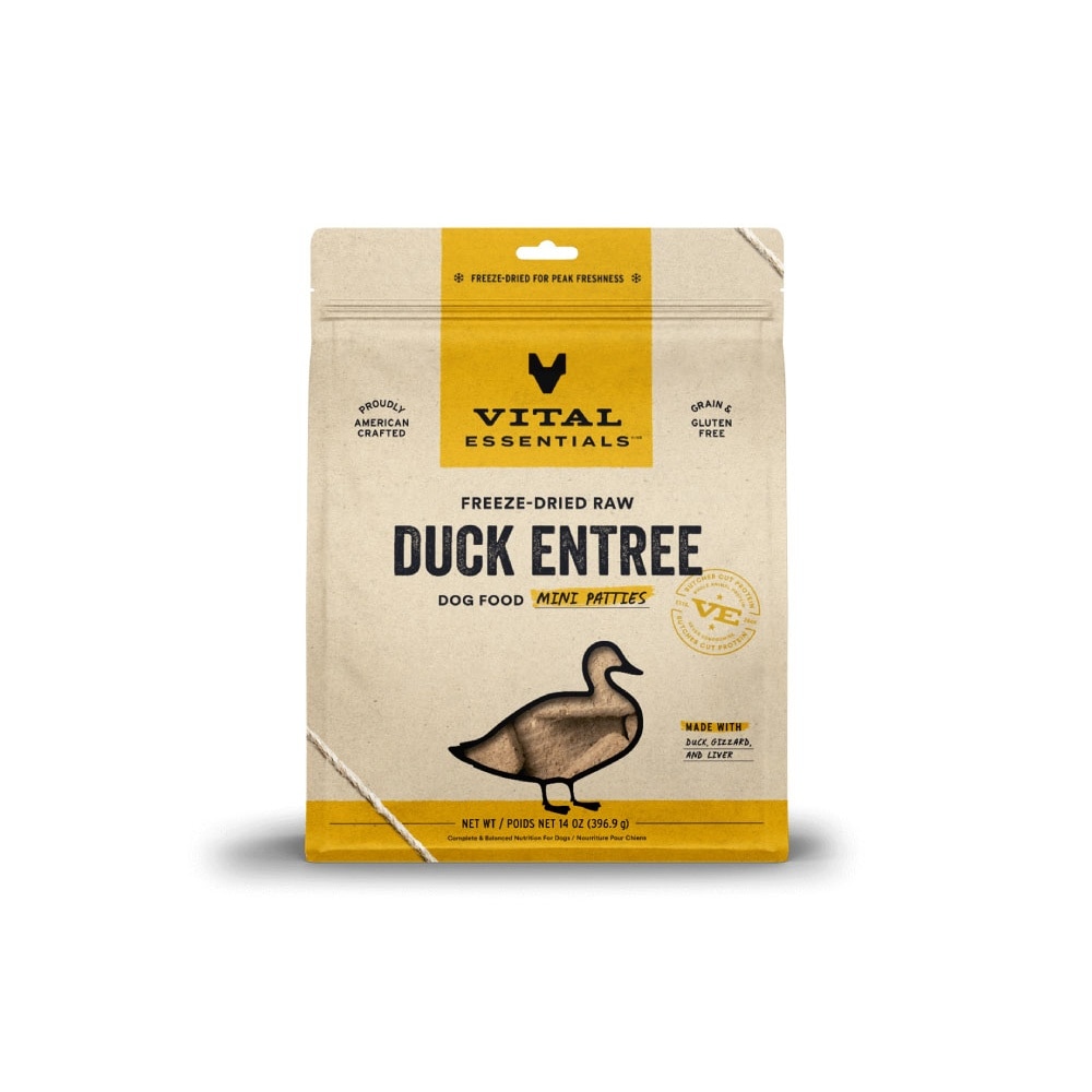 Freeze-Dried Raw Duck Entree Dog Food Mini Patties 14oz