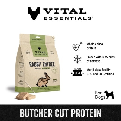 VITAL ESSENTIALS Freeze-Dried Raw Rabbit Entree Dog Food Mini Patties 14oz