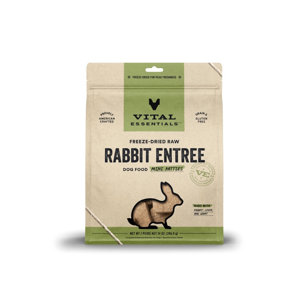 Freeze-Dried Raw Rabbit Entree Dog Food Mini Patties 14oz