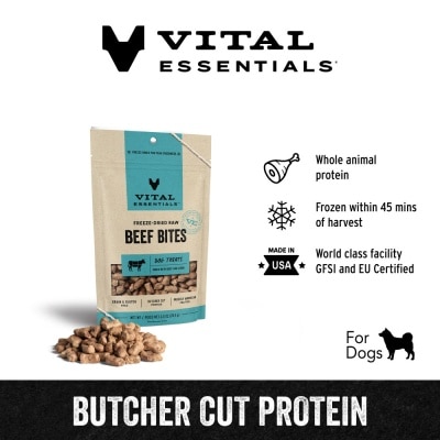 VITAL ESSENTIALS Freeze-Dried Beef Bites Dog Treats 2.5oz