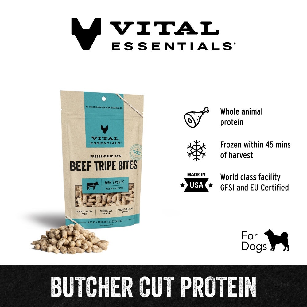 Freeze-Dried Beef Tripe Bites Dog Treats 2.3oz