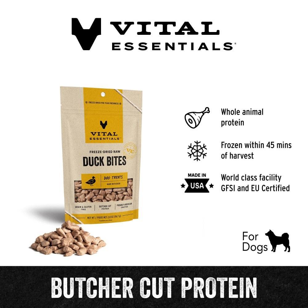 Freeze-Dried Duck Bites Dog Treats 2oz