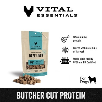 VITAL ESSENTIALS Freeze-Dried Beef Liver Dog Treats 2.1oz