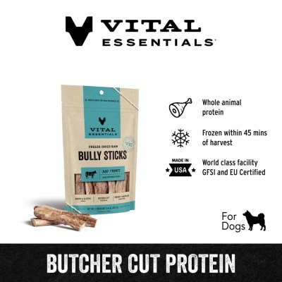 VITAL ESSENTIALS Freeze-Dried Beef Bully Sticks Dog Treats 1.4oz