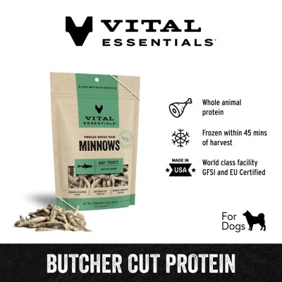 VITAL ESSENTIALS Freeze-Dried Minnows Dog Treats 2.5oz