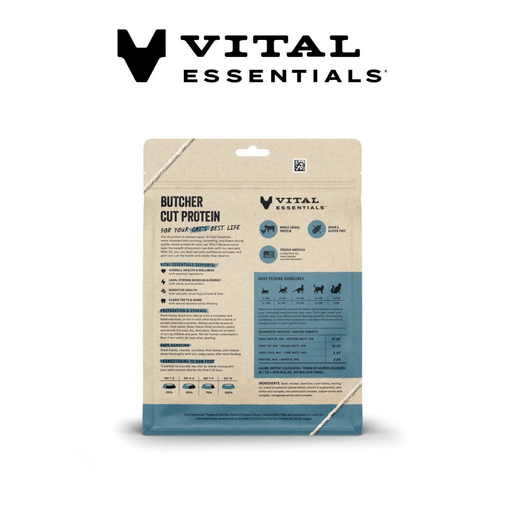 Freeze-Dried Raw Beef & Chicken Entree Cat Food Mini Nibs 8oz