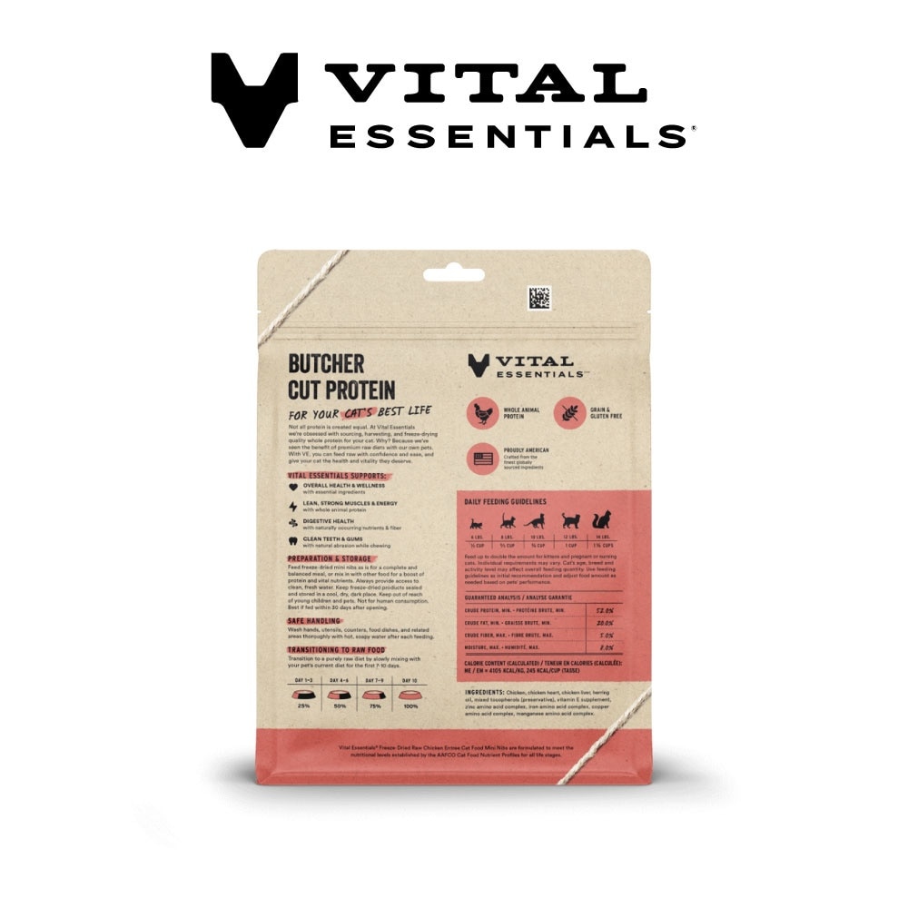 Freeze-Dried Raw Chicken Entree Cat Food Mini Nibs 8oz