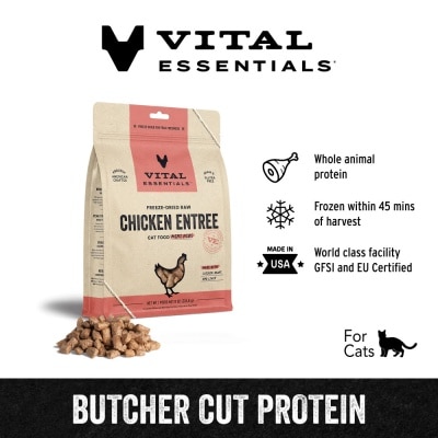 VITAL ESSENTIALS Freeze-Dried Raw Chicken Entree Cat Food Mini Nibs 8oz