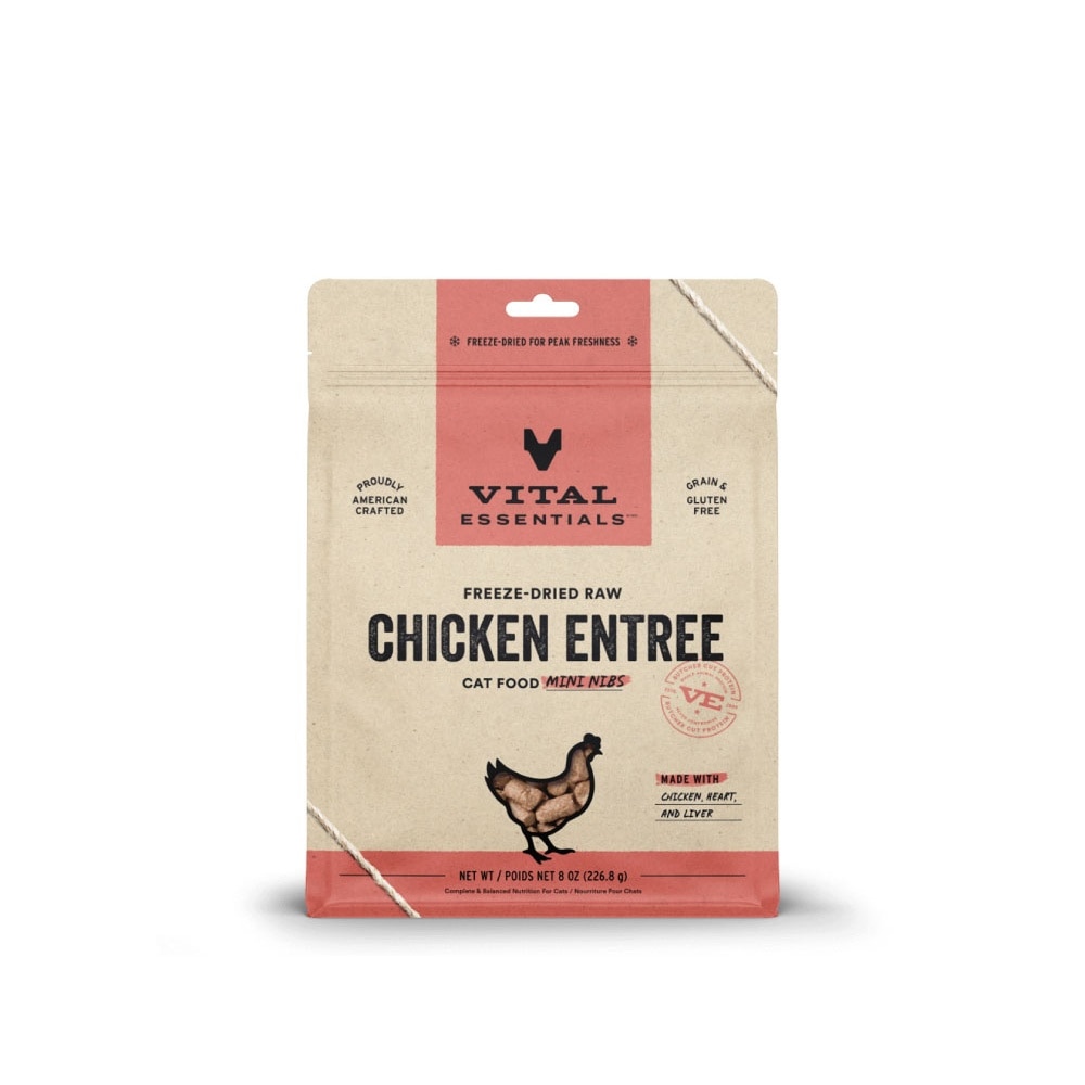 Freeze-Dried Raw Chicken Entree Cat Food Mini Nibs 8oz