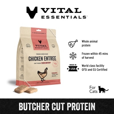VITAL ESSENTIALS Freeze-Dried Raw Chicken Entree Cat Food Mini Patties 8oz