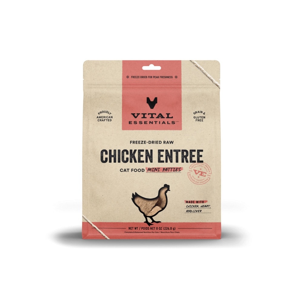 Freeze-Dried Raw Chicken Entree Cat Food Mini Patties 8oz