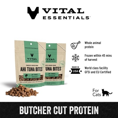 VITAL ESSENTIALS Freeze-Dried Ahi Tuna Cat Treats 1.1oz x 2s