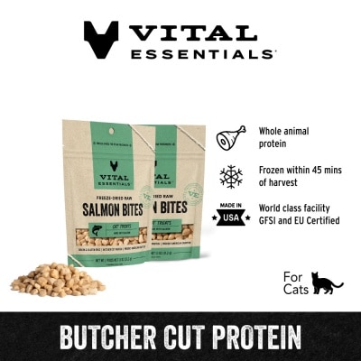 VITAL ESSENTIALS Freeze-Dried Salmon Bites Cat Treats 1.1oz x 2s