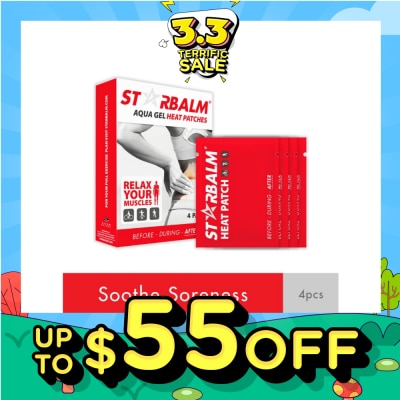 STARBALM Aqua Gel Heat Patch (Soothe Muscles Soreness + Reduce Muscle Tension) 4s