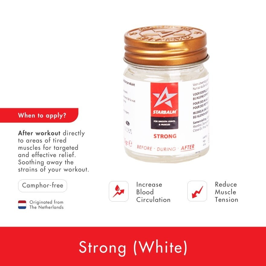 Sports Balm Strong White (Increase Blood Circulation + Reduce Muscle Tension) 25g