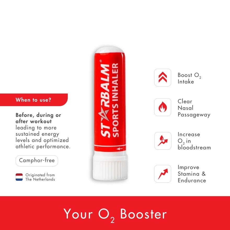 Sports Inhaler (Clear Nasal Passageway + Improve Stamina & Endurance + Increase Oxygen in Bloodstream) 1.1g