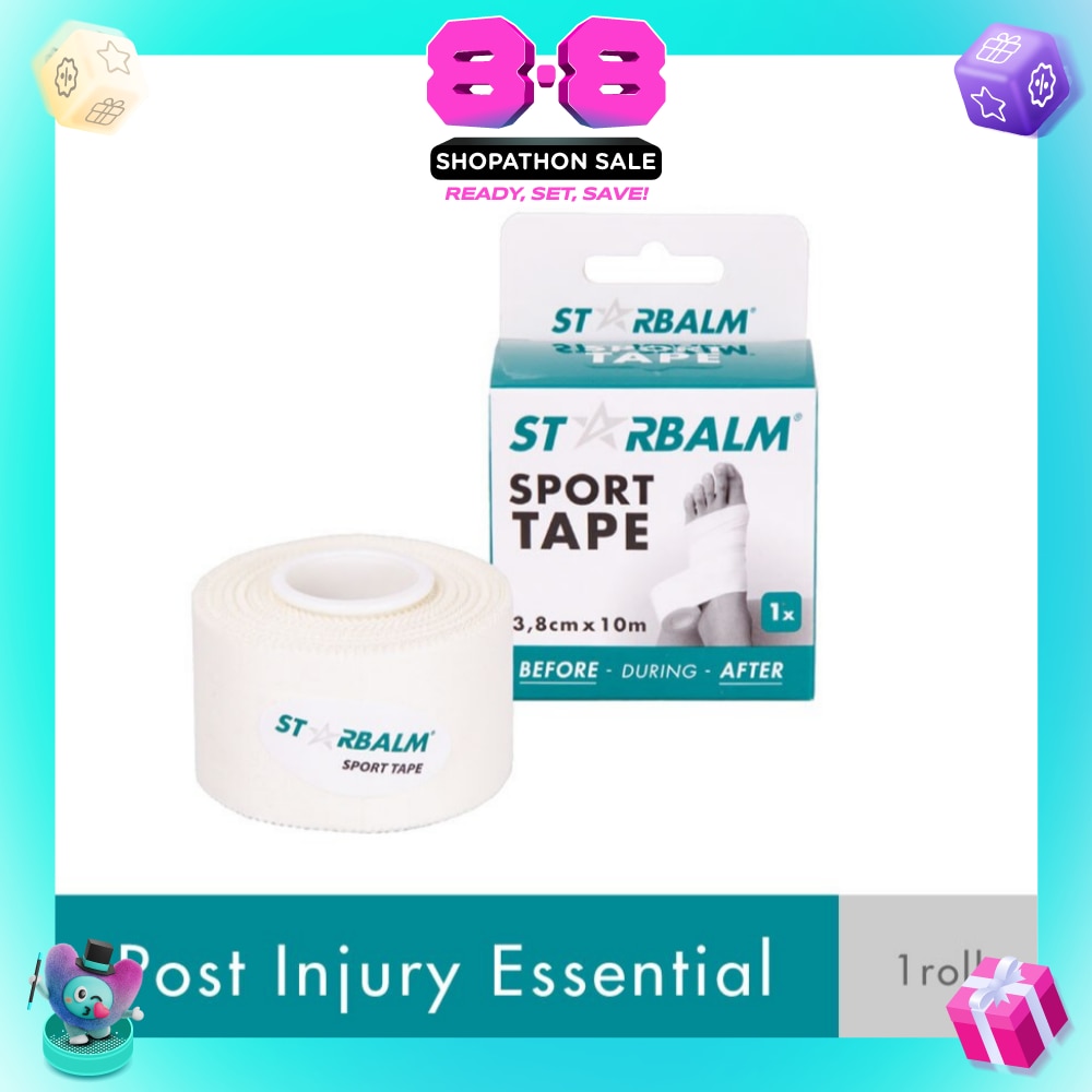 Sport Tape White 3.8cm x 10m (Provide Support and Stability + Ease Pain in Muscles & Joints) 1s