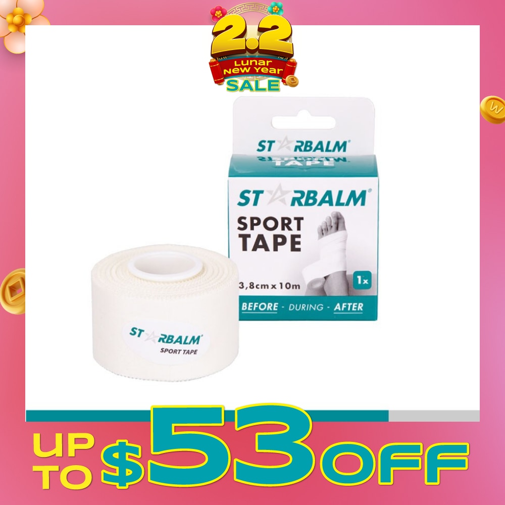 Sport Tape White 3.8cm x 10m (Provide Support and Stability + Ease Pain in Muscles & Joints) 1s