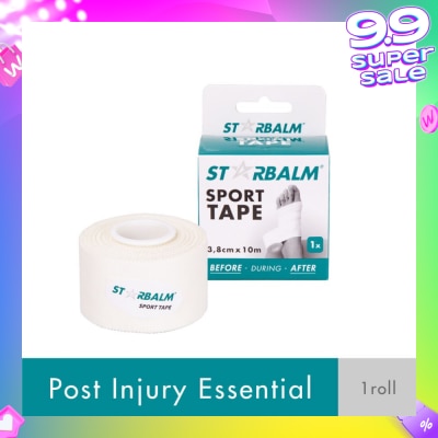 STARBALM Sport Tape White 3.8cm x 10m (Provide Support and Stability + Ease Pain in Muscles & Joints) 1s