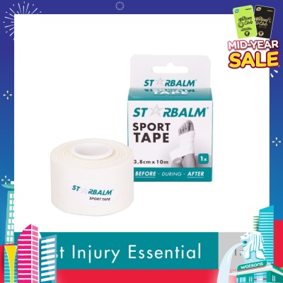 STARBALM Sport Tape White 3.8cm x 10m (Provide Support and Stability + Ease Pain in Muscles & Joints) 1s
