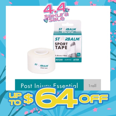 STARBALM - Sport Tape White 3.8cm x 10m (Provide Support and Stability + Ease Pain in Muscles & Joints) 1s