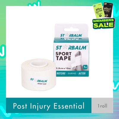 STARBALM Sport Tape White 3.8cm x 10m (Provide Support and Stability + Ease Pain in Muscles & Joints) 1s