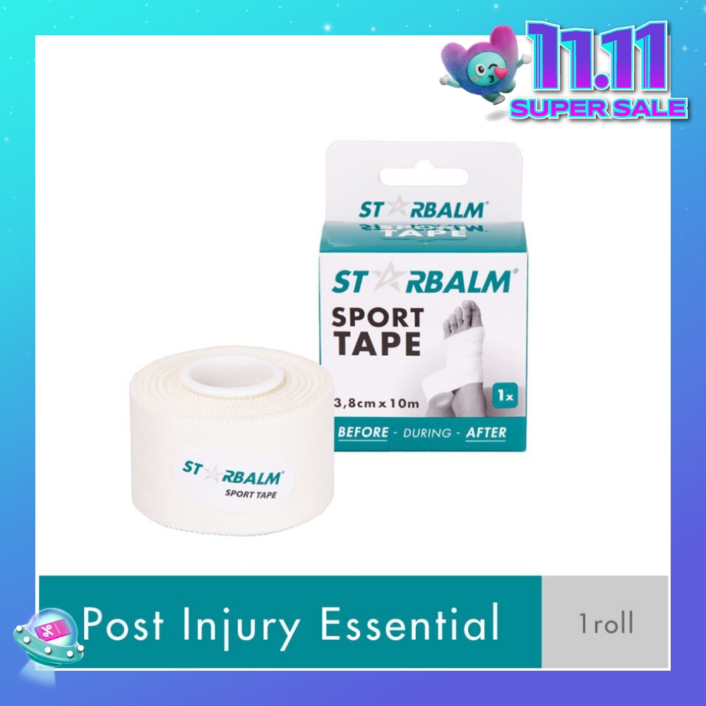 Sport Tape White 3.8cm x 10m (Provide Support and Stability + Ease Pain in Muscles & Joints) 1s