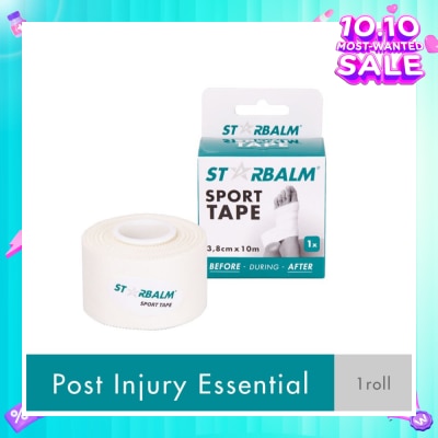 STARBALM Sport Tape White 3.8cm x 10m (Provide Support and Stability + Ease Pain in Muscles & Joints) 1s