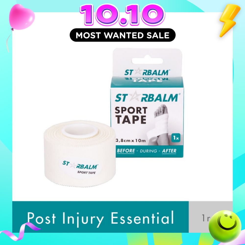 Sport Tape White 3.8cm x 10m (Provide Support and Stability + Ease Pain in Muscles & Joints) 1s image
