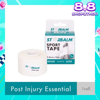 STARBALM Sport Tape White 3.8cm x 10m (Provide Support and Stability + Ease Pain in Muscles & Joints) 1s