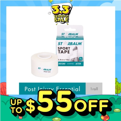 STARBALM Sport Tape White 3.8cm x 10m (Provide Support and Stability + Ease Pain in Muscles & Joints) 1s